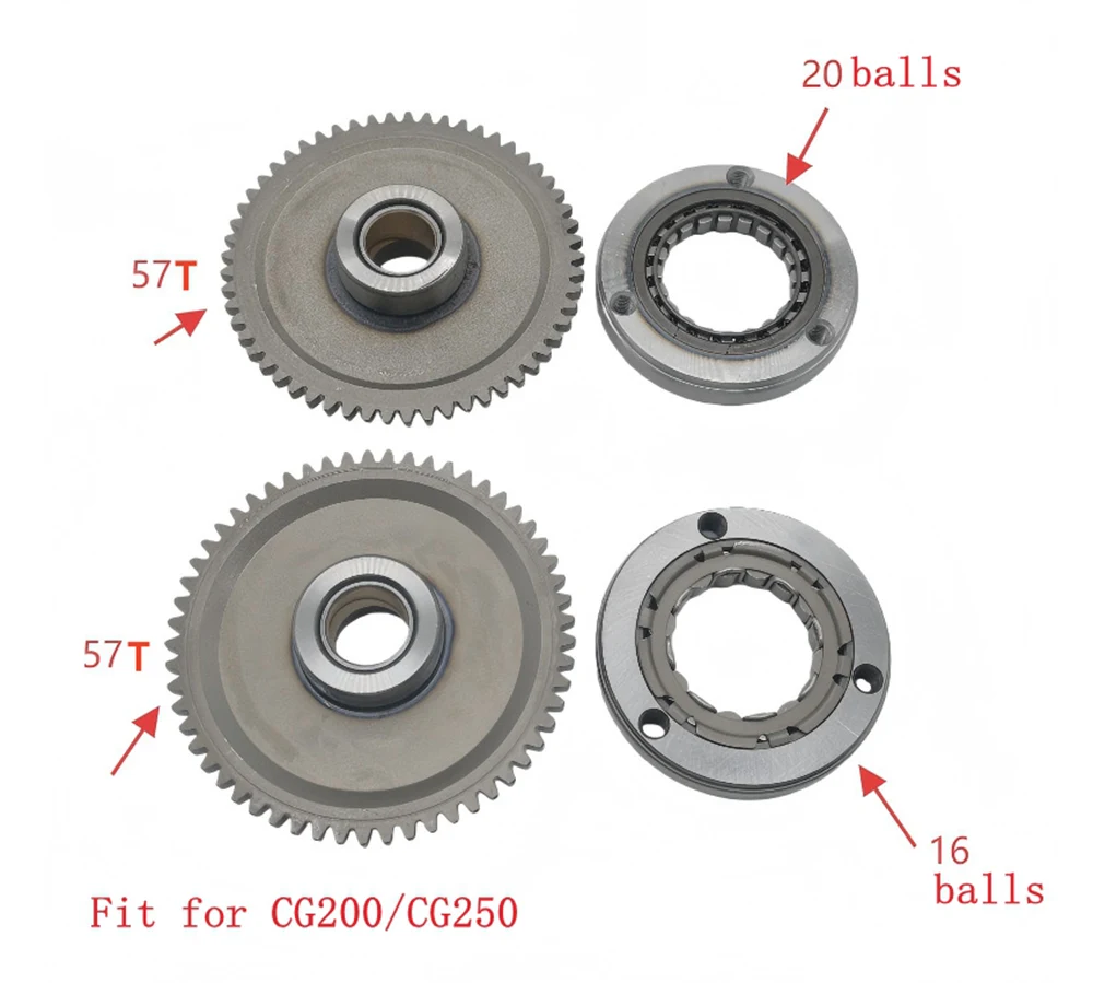 CG200 Motorcycle Overrunning Clutch Assembly 20-Bead Starter Plate